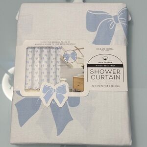 NWT Dream Home Blue Bows Shower Curtain